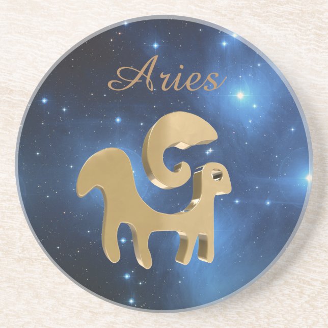Aries golden sign coaster (Front)