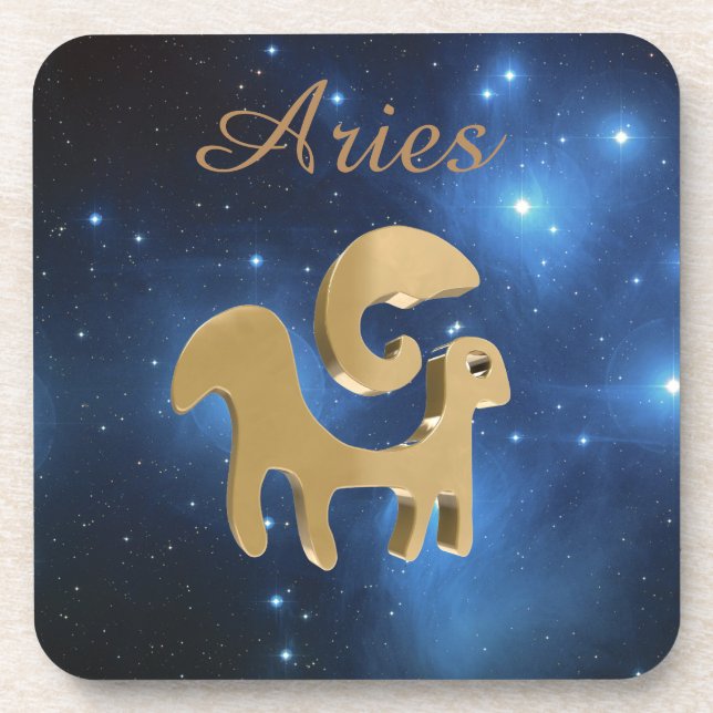 Aries golden sign coaster (Front)