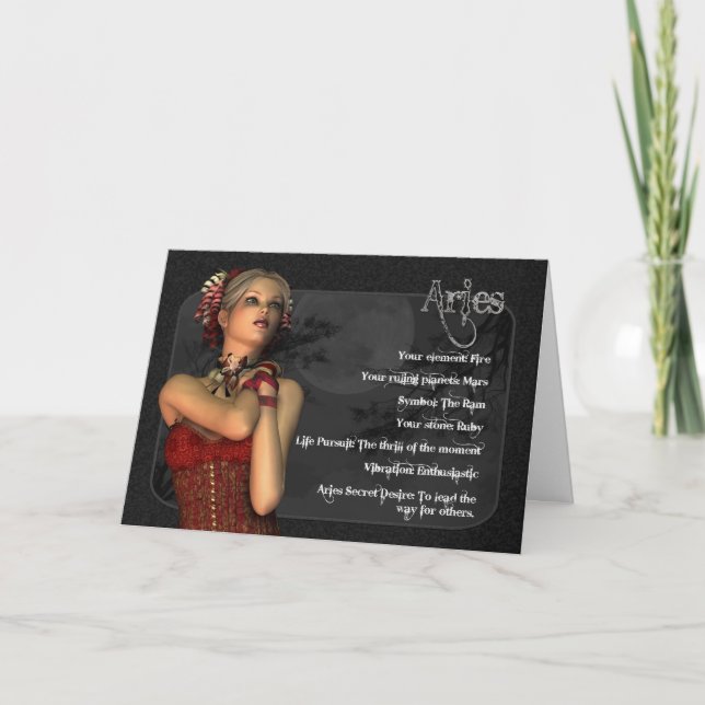 Aries Gothic Zodiac Birthday Card (Front)