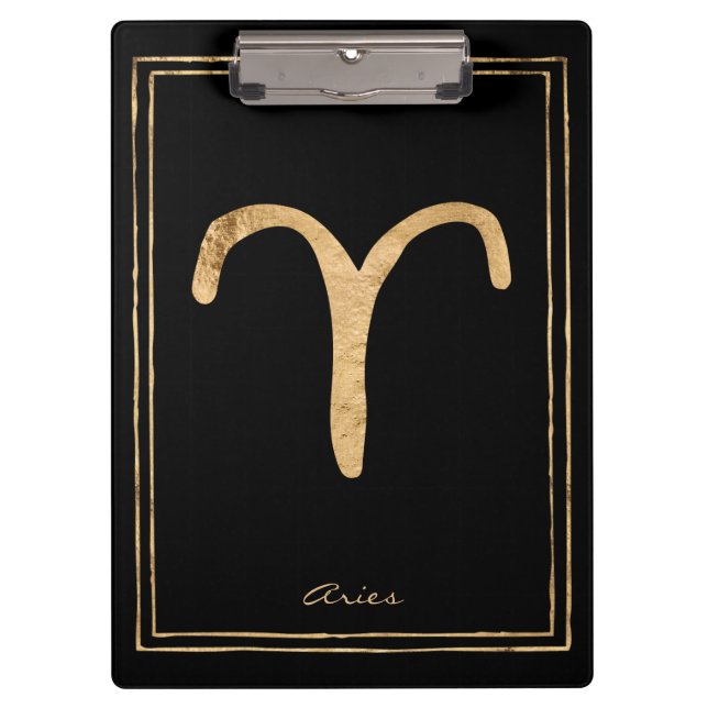 Aries hammered gold stylised astrology symbol  clipboard (Front)