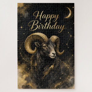 Aries Happy Birthday Zodiac Design Jigsaw Puzzle