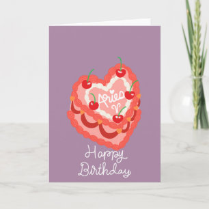 Aries Heart Cake Happy Birthday Card