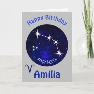 Aries Horoscope Card, Birthday Card