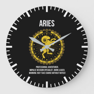 Aries - Horoscope, Funny Zodiac Sign Humour Large Clock