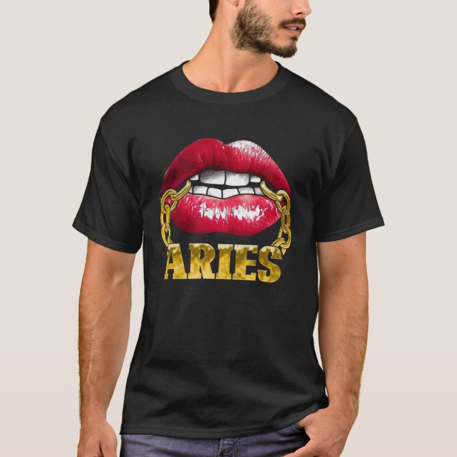 Aries Horoscope Juicy Lips Chain for African Ameri T-Shirt (Front)