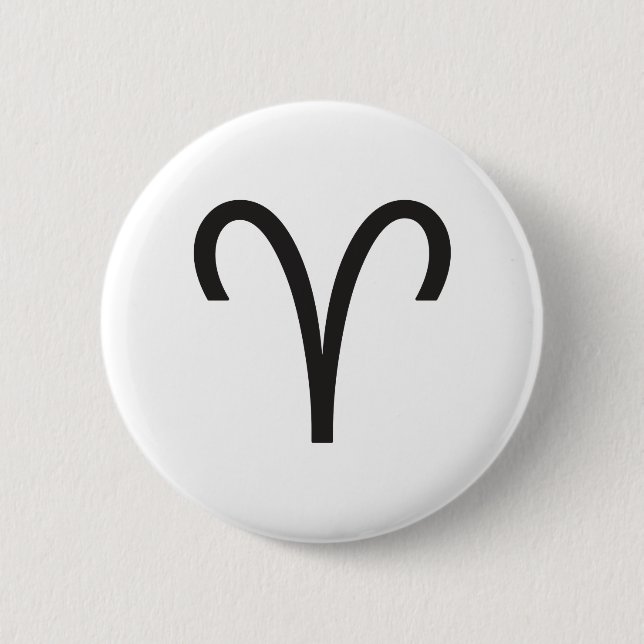 ARIES, HOROSCOPE SYMBOL 6 CM ROUND BADGE (Front)