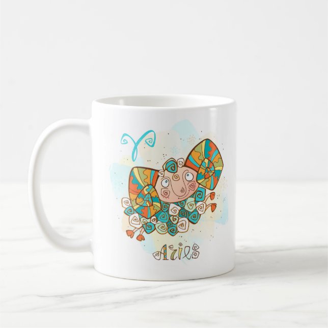 Aries Horoscope Zodiac March 21-April 19 Birthday Coffee Mug (Left)