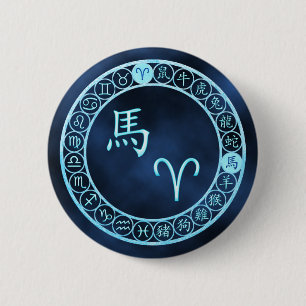 Aries/Horse 6 Cm Round Badge
