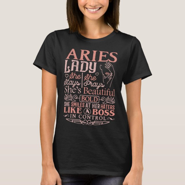 Aries Lady  Astrology Zodiac Sign Aries Woman Girl T-Shirt (Front)
