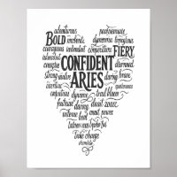 Aries Landscape Poster | Zodiac Word Cloud Art