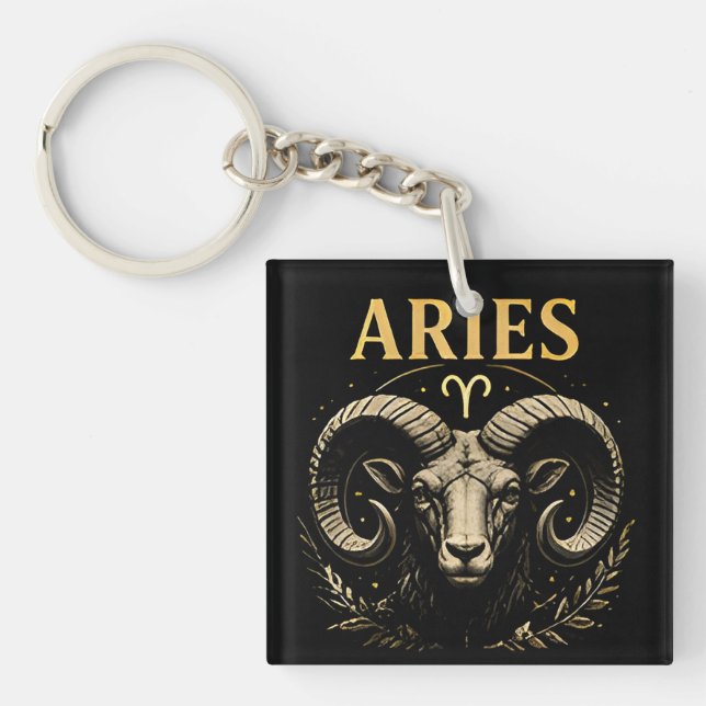 Aries Lead Courage Zodiac Astrology Gift Key Ring (Front)