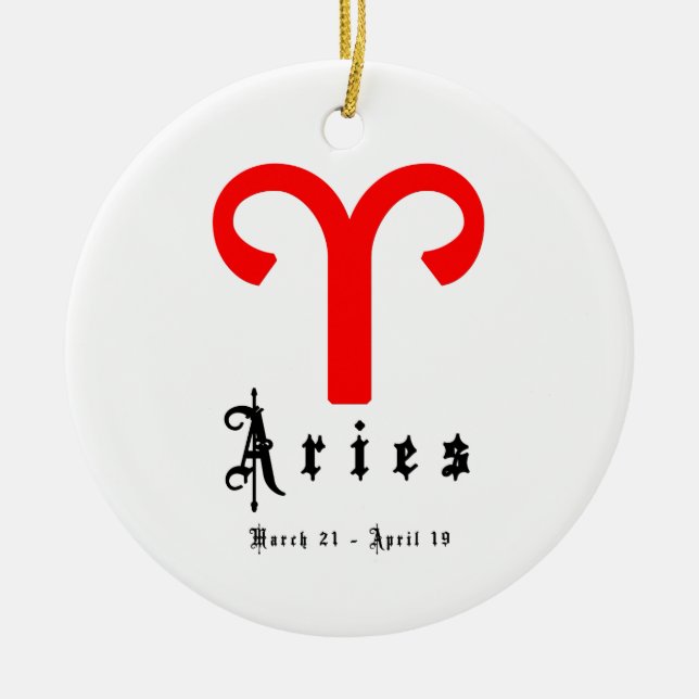 Aries, March 21 -April 19 Ceramic Tree Decoration (Front)