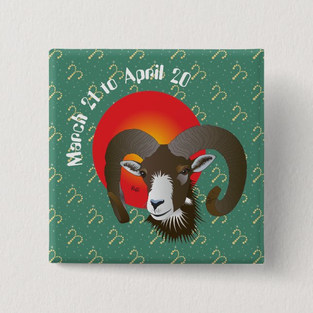 Aries March 21 to April 20 Buttons (Front)