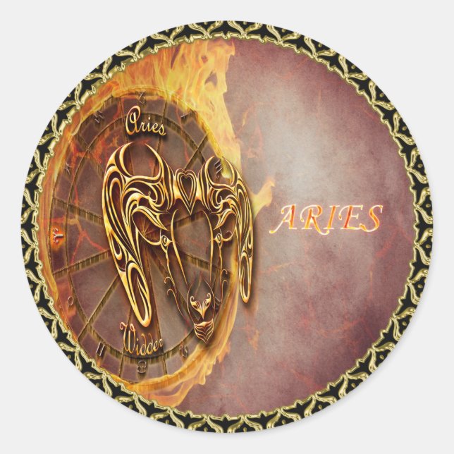 Aries March 21st until April 20th Horoscope Classic Round Sticker (Front)