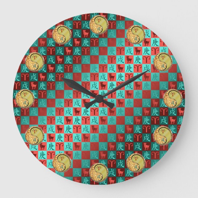 Aries & Metal Dog Large Clock (Front)