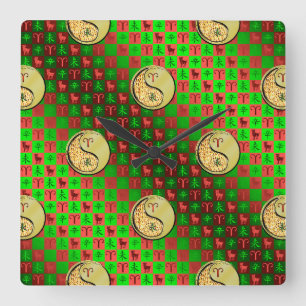 Aries & Metal Goat Square Wall Clock