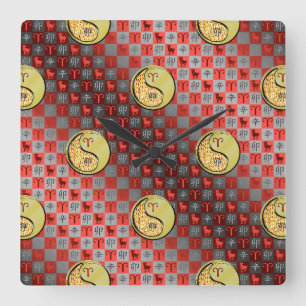 Aries & Metal Rabbit Square Wall Clock