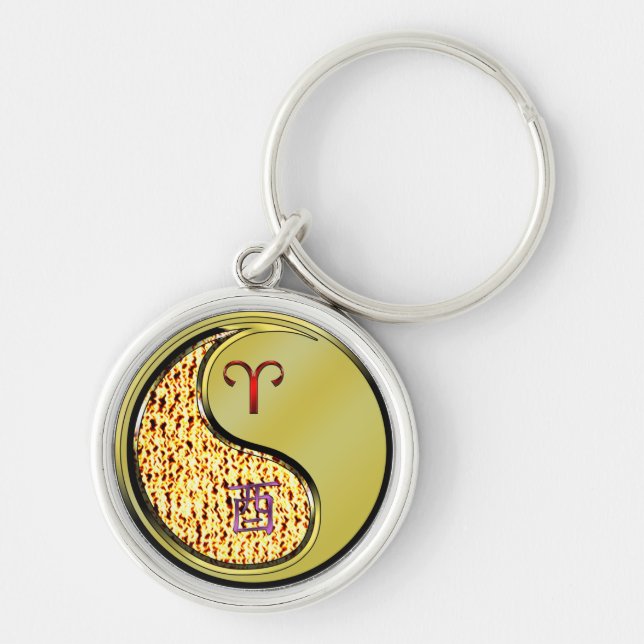 Aries & Metal Rooster Key Ring (Front)