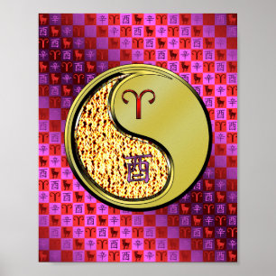 Aries & Metal Rooster Poster