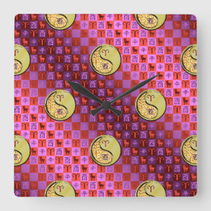Aries & Metal Rooster Square Wall Clock