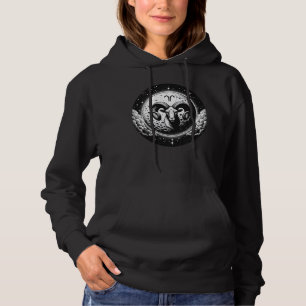 Aries Moon And Ram Head Design For Astrology Enthu Hoodie