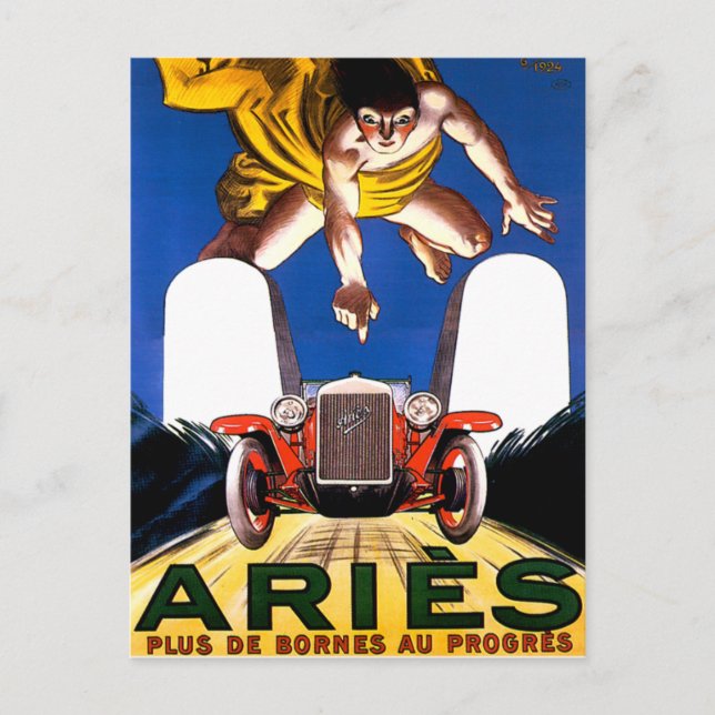 Aries Motorcar ~ Vintage Touring Car Advertisement Postcard (Front)