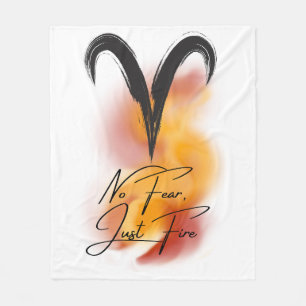 Aries 'No Fear, Just Fire' Zodiac Pride Fleece Blanket