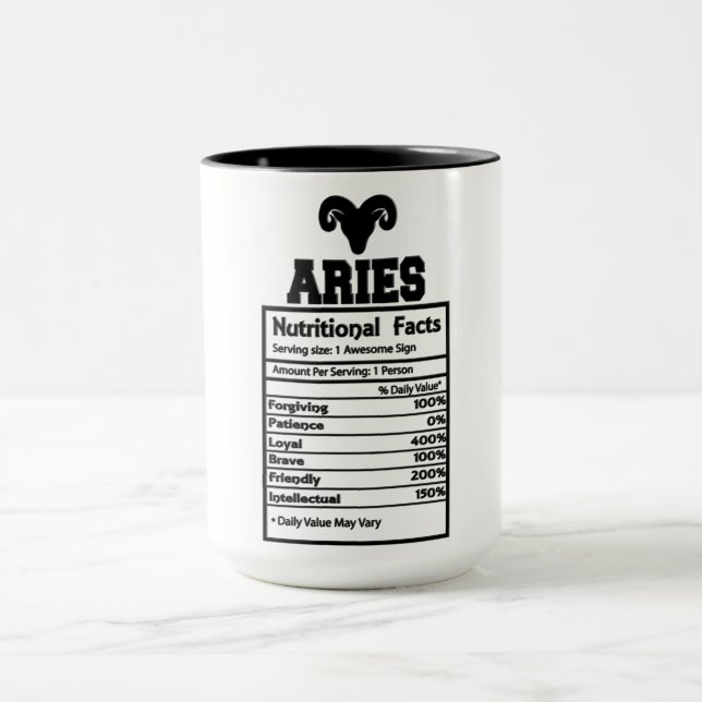 Aries Nutritional Facts Mug (Center)