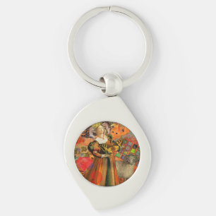 Aries Orange Woman Gothic Illustration Key Ring
