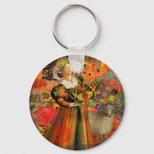 Aries Orange Woman Gothic Illustration Key Ring