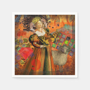 Aries Orange Woman Gothic Illustration Napkin