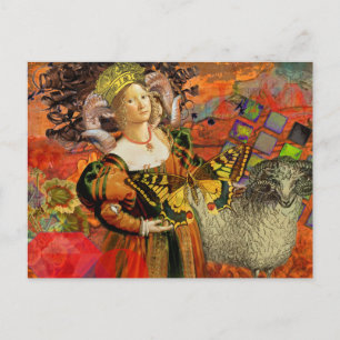 Aries Orange Woman Gothic Illustration Postcard
