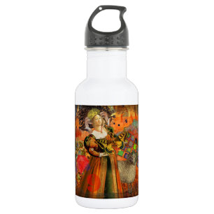Aries Orange Woman: Gothic Ram Antique Art Collage 532 Ml Water Bottle