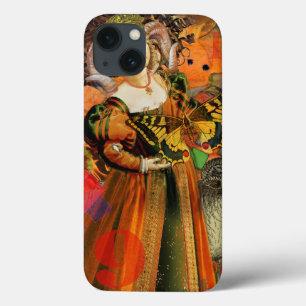 Aries Orange Woman: Gothic Ram Antique Art Collage iPhone 13 Case