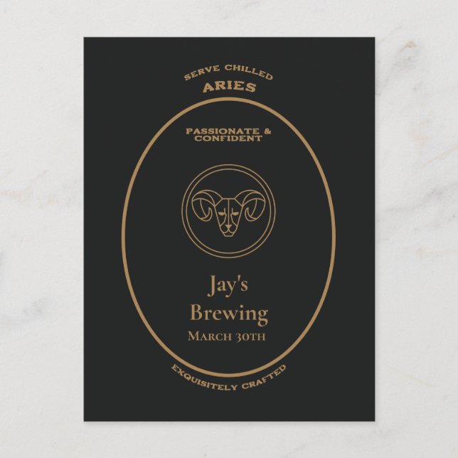 Aries Passionate Confident Personalised Apothecary Postcard (Front)