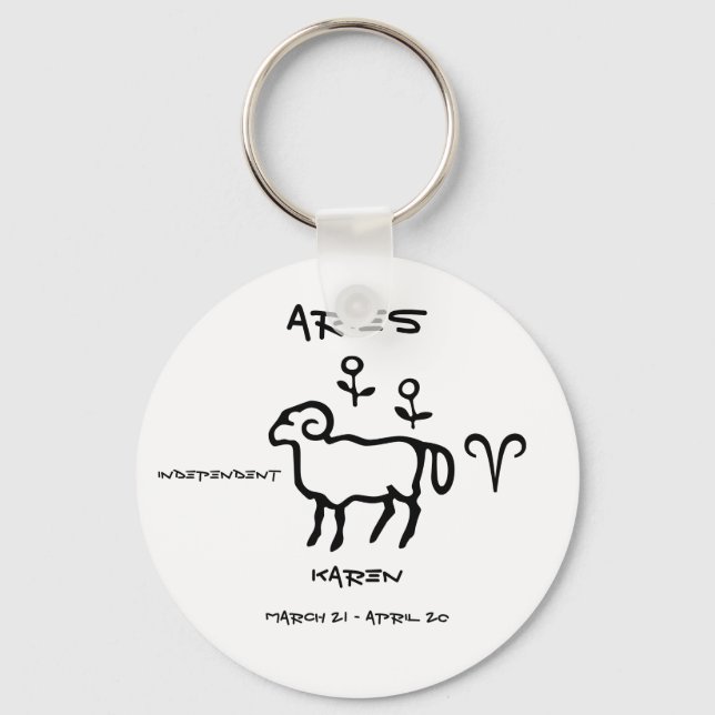 Aries Personalised Key Ring (Front)