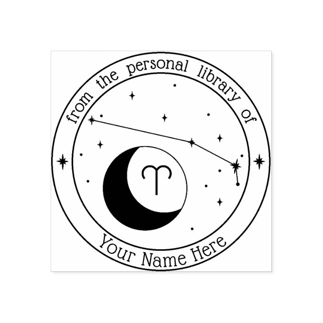 Aries Personalised Zodiac Book Stamp (Imprint)