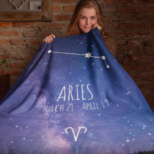 Aries Personalized Zodiac Constellation Fleece Blanket