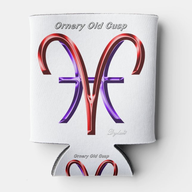 Aries Pisces Ornery Cusp Astrology Zodiac Sign Can Cooler (Front)