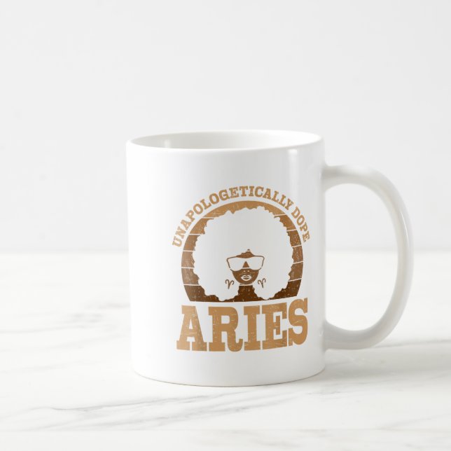Aries Queen Afro Hair Black Woman Zodiac Sign  Coffee Mug (Right)
