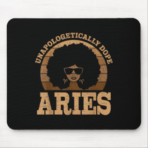 Aries Queen Afro Hair Black Woman Zodiac Sign  Mouse Mat