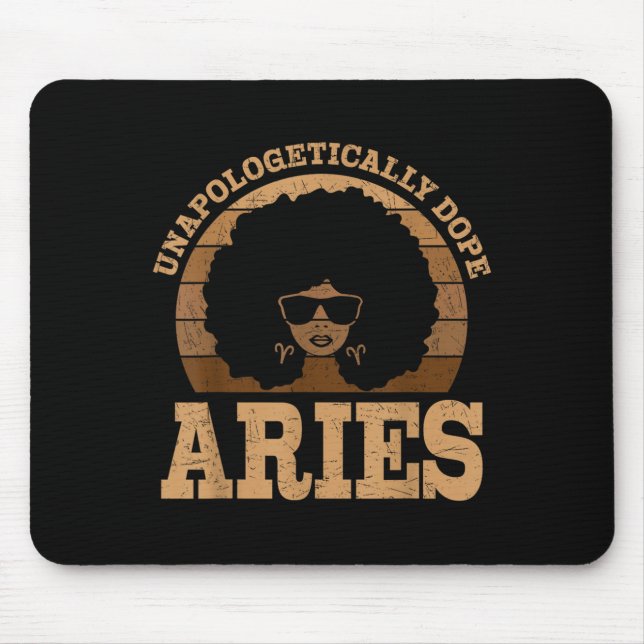 Aries Queen Afro Hair Black Woman Zodiac Sign  Mouse Mat (Front)