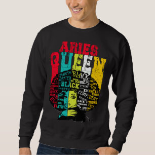 Aries Queen Aries Pride Black Woman Afro Horoscop Sweatshirt