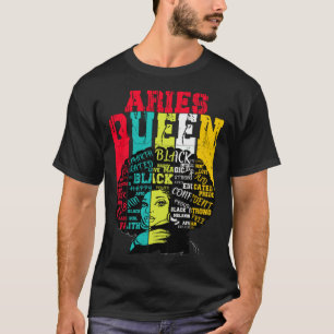 Aries Queen Aries Pride Black Woman Afro Horoscop T-Shirt