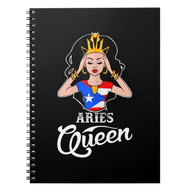 Aries Queen Puerto Rico Birthday For Black Women Notebook (Front)