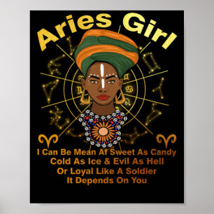 Aries Queen Sweet As Candy Birthday Black Women Poster