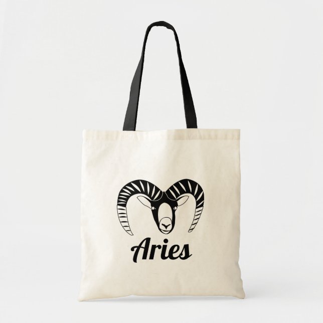 Aries Ram Astrological Sign Tote Bag (Front)