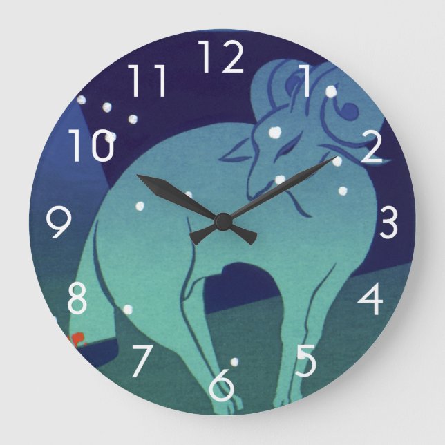 Aries Ram Constellation, Vintage Zodiac Astrology Large Clock (Front)