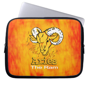 Aries ram flame fire sign orange laptop sleeve