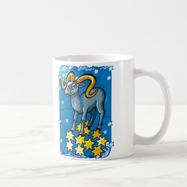 Aries ram in the Night Sky with Stars Coffee Mug (Right)